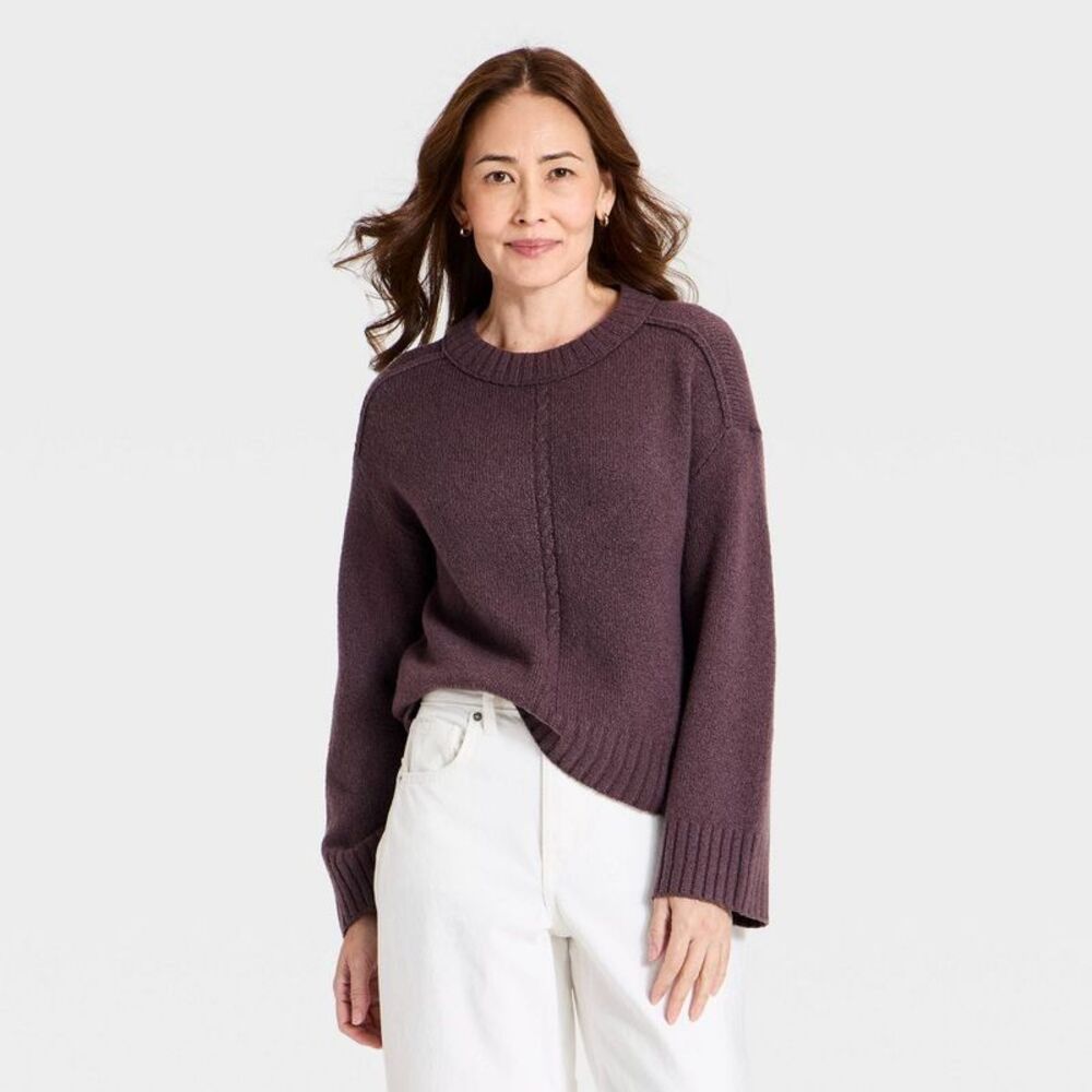 Women's Heritage Crewneck Pullover Sweater - Universal Thread Burgundy S
